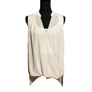 INC Flowy White Sleeveless Sheer Overlay Top Women's M Medium